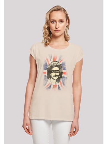 F4NT4STIC Extended Shoulder T-Shirt Sex Pistols God Save The Queen in Whitesand