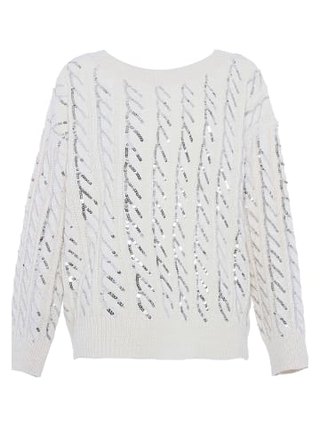 faina Damen Strickpullover Mit Pailletten in WOLLWEISS