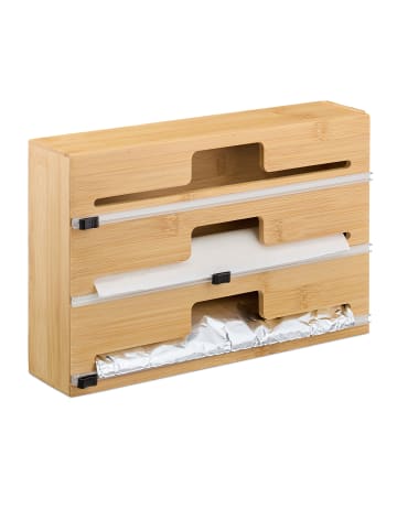 relaxdays Folienspender in Natur - 3 Rollen