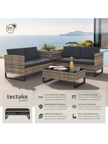 tectake Rattan-Polyrattan-Sitzgruppe Ostuni mit wasserabweisenden Polstern