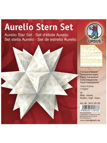 Buntpapierfabrik Ludwig Bähr Faltblätter Aurelio Stern Noten gold 115g/qm 14,8x14,8cm