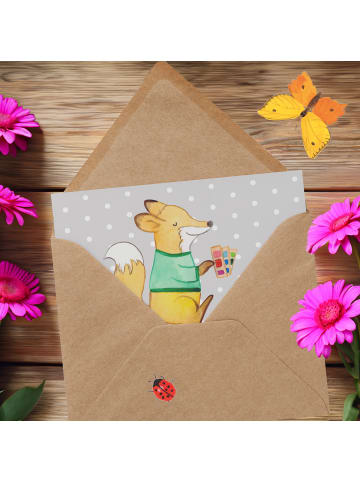 Mr. & Mrs. Panda Klappkarte Mediengestalter Herz mit Spruch in Grau Pastell