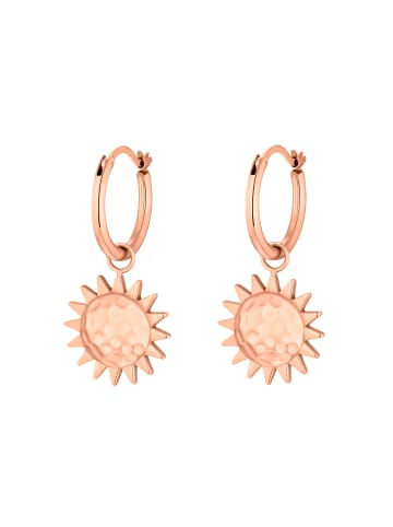 Steel_Art Creolen mit Sonnenanhänger Neyla silberfarben poliert in rosegoldfarben