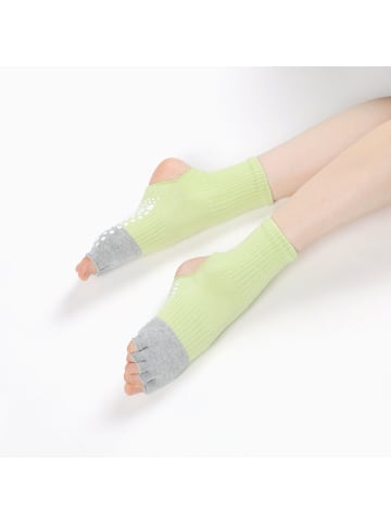 MUNADUNA Anti-Rutsch Yoga-/Pilates-Zehensocken – offene Zehen & offene Ferse in Grün