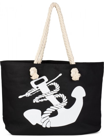 styleBREAKER Strandtasche in Schwarz-Weiß