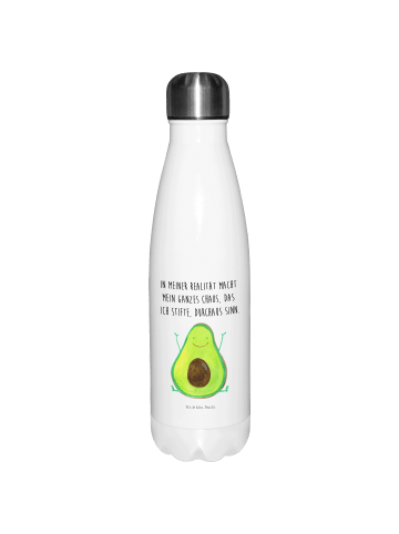 Mr. & Mrs. Panda Thermoflasche Avocado Glücklich mit Spruch in Weiß
