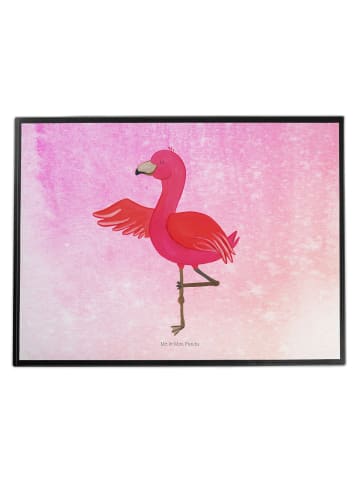 Mr. & Mrs. Panda Schreibtischunterlage Flamingo Yoga ohne Spruch in Aquarell Pink