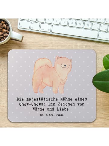 Mr. & Mrs. Panda Mauspad Chow-Chow Mähne mit Spruch in Grau Pastell