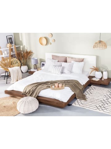 Beliani 11-tlg Doppelbett ZEN in Braun/Weiß