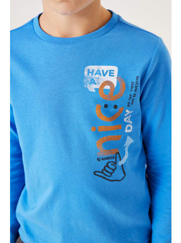 Garcia Langarmshirt mit Smile-Print in water