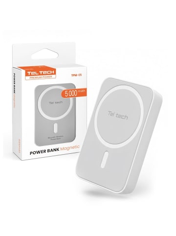 Wisam Teltech Powerbank MagSafe Notfallakku 3A 15W weiß 5000 mAh TPM-05