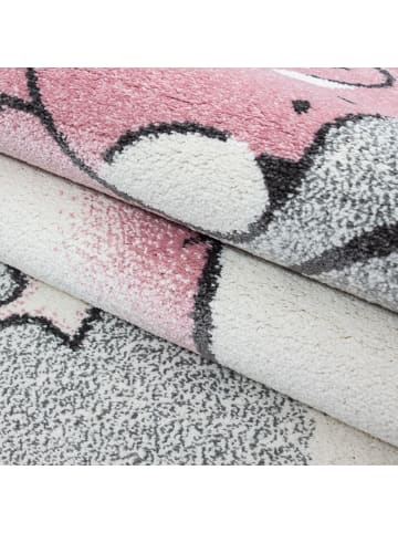 KADIMA DESIGN Kinderteppich Bär Polypropylen saugroboter Kurzflor Kinderzimmer in Pink
