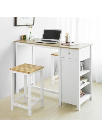 SoBuy Bartisch in Weiß und Braun - (B)120 x (H)90 x (T)55cm