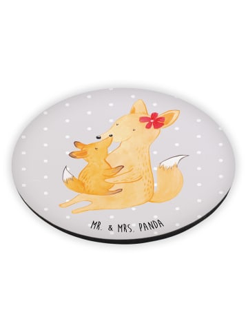 Mr. & Mrs. Panda Rund Magnet Fuchs Mama ohne Spruch in Grau Pastell