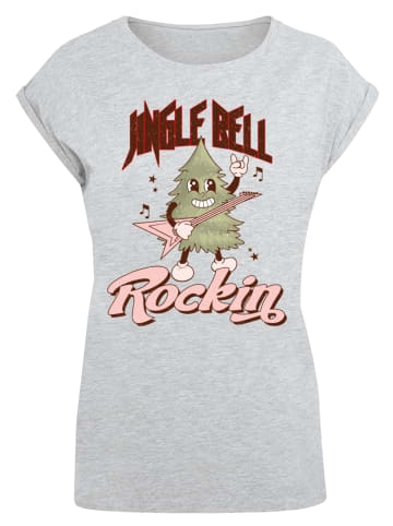 F4NT4STIC Extended Shoulder T-Shirt Jingle Bell Rocking Weihnachten Tree in grau meliert