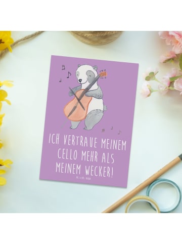 Mr. & Mrs. Panda Postkarte Zeichenllo Vertrauen mit Spruch in Lavendeltraum