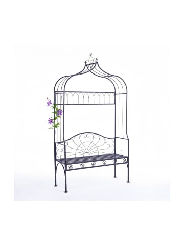 relaxdays Rosenbogen mit Bank in Schwarz - (B)122 x (H)220 x (T)43 cm