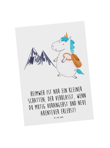 Mr. & Mrs. Panda Postkarte Heimweh überwinden Abenteuer erleben ... in Weiß