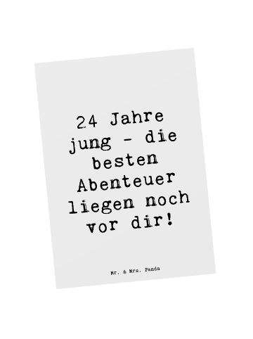 Mr. & Mrs. Panda Postkarte Spruch 24. Geburtstag mit Spruch in Weiß