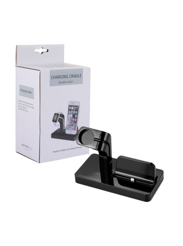 Platyne Lade- und Synchronisationsstation 2 in 1 für Apple Watch und iPhone in Schwarz
