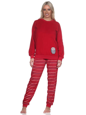 NORMANN langarm Frottee Schlafanzug Pyjama Bündchen in rot