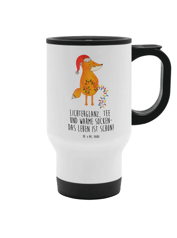 Mr. & Mrs. Panda thermosbecher Fuchs Weihnachten mit Spruch in Weiß