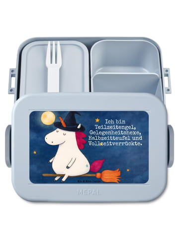 Mr. & Mrs. Panda Lunchbox Einhorn Hexe Design mit Spruch in Blau Pastell