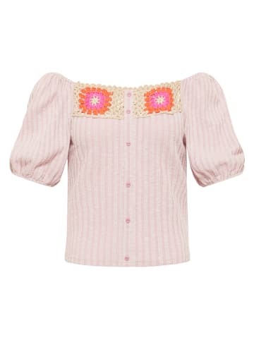 myMo Damen Top Mit Häkeleinsätzen in Rosa