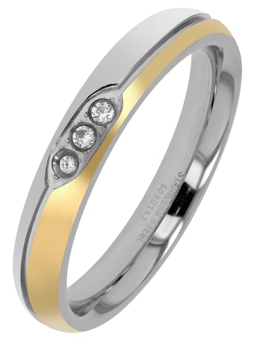Adeliás Damen Ring aus Edelstahl mit Strass Steinchen in gold