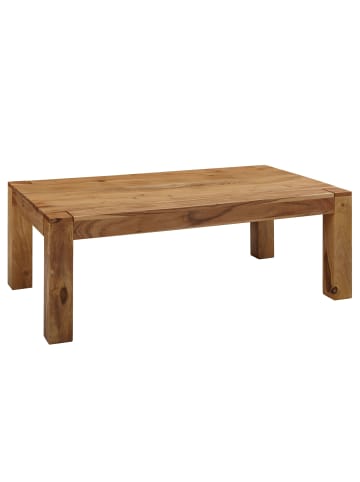 KADIMA DESIGN Rustikaler Couchtisch NAKO: Akazienholz, quadratisch, pflegeleicht in Beige