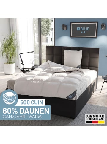 Spessarttraum Warme Ganzjahres-Daunendecke "Blue" in weiß