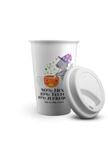 Mr. & Mrs. Panda Thermobecher Kater Hexenkessel mit Spruch in Weiß