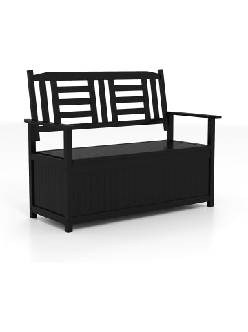 COSTWAY Gartenbank Holz mit Stauraum 123 x 68,5 x 96 cm in Schwarz