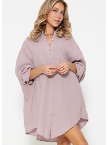 SASSYCLASSY Ultra Oversize Musselin-Blusenhemd lange Variante in Puderrosa