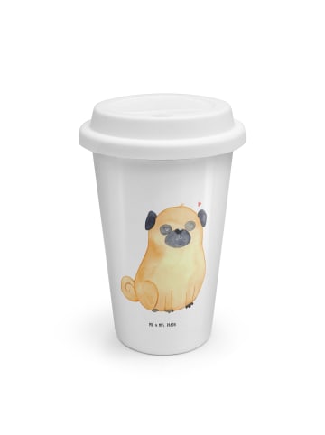 Mr. & Mrs. Panda To Go Becher Mops ohne Spruch in Weiß