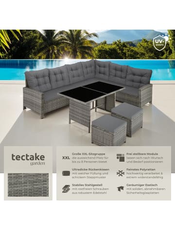 tectake Rattan Lounge für 6 bis 8 Personen, mit Sicherheitsglasplatten