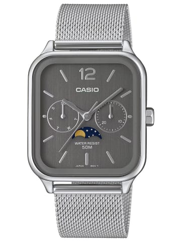 Casio Herrenuhr Multifunktion mit Mondphase Grau Anthrazit / Silber