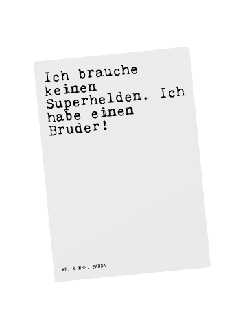 Mr. & Mrs. Panda Ansichtskarte Ich brauche keinen Superhelden...... in Weiß