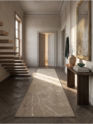 KADIMA DESIGN Teppichläufer Abstrakt pflegeleicht Wohnzimmer Schlafzimmer Flur in Beige