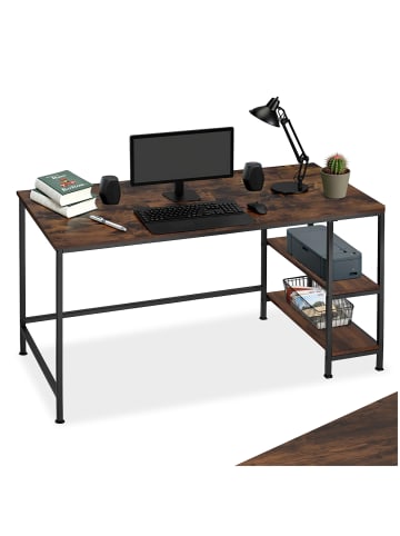 tectake Computer-Schreibtisch Canton 120 x 60 x 75,5 cm, Industrial Holz dunkel, rustika