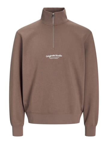 Jack & Jones Sweatshirt mit halbem Reißverschluss in Deep Taupe