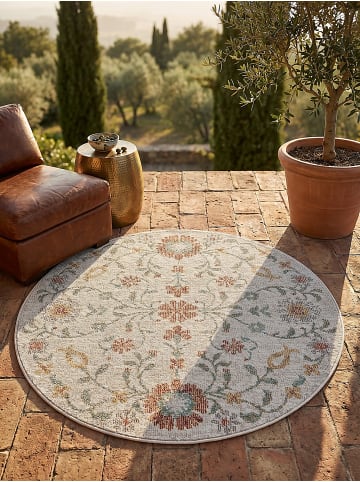 KADIMA DESIGN Outdoor-Teppich Floral pflegeleicht Balkon Terrasse Outdoor Garten in Creme