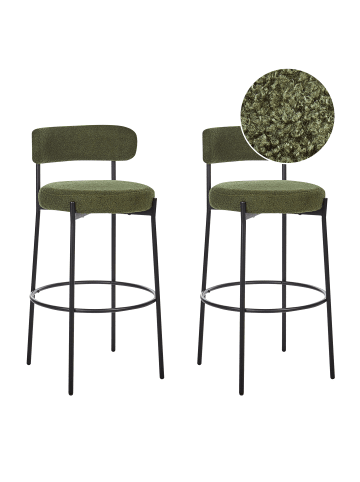 Beliani 2-tlg Barhocker ALLISON in Grün/Schwarz