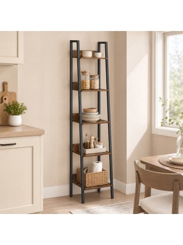 VASAGLE Bücherregal Barnet in Braun-Schwarz - (B)33.8 x (H)170 x (T)30 cm