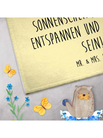 Mr. & Mrs. Panda Gästetuch Sommer Meer Strand mit Spruch in Gelb Pastell