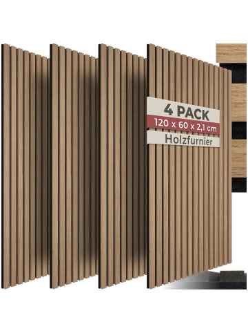 tectake Akustikelement Sonic Wall aus MDF mit Holzlamellen