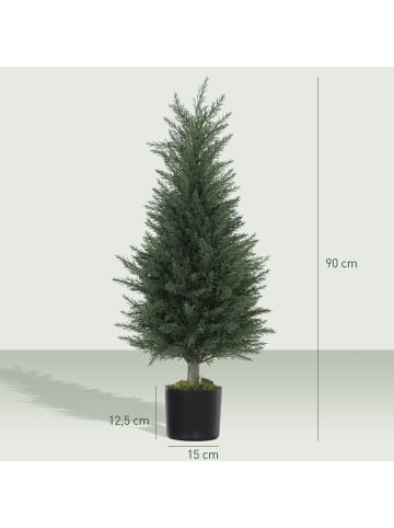 HOMCOM Kunstpflanze-Ø40 x 90H cm-Grün