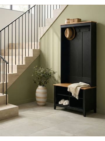 Beliani Schuhschrank DURACK in Schwarz/Braun - (W) 76 x (H) 170 x (L) 39 cm