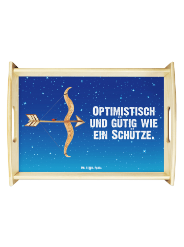 Mr. & Mrs. Panda Servierplatte Sternzeichen Schütze mit Spruch in Sternenhimmel Blau