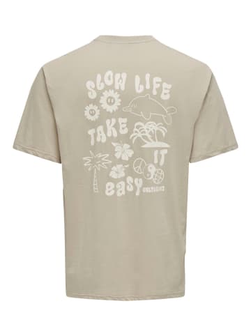 Only&Sons 2er-Set T-Shirt locker geschnitten Rundhals in Beige-Rot